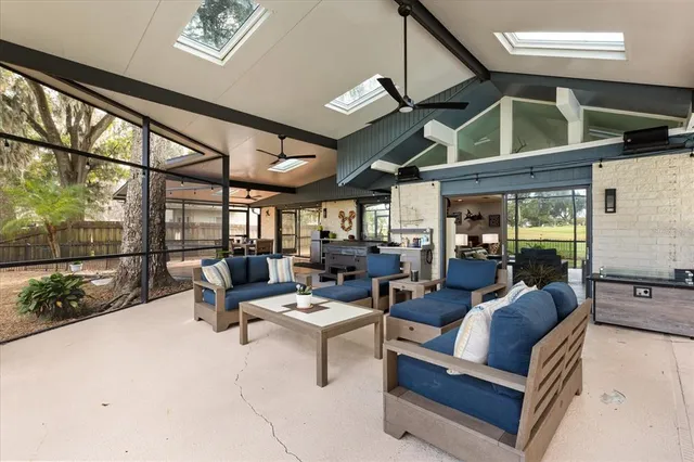 a living room with furniture