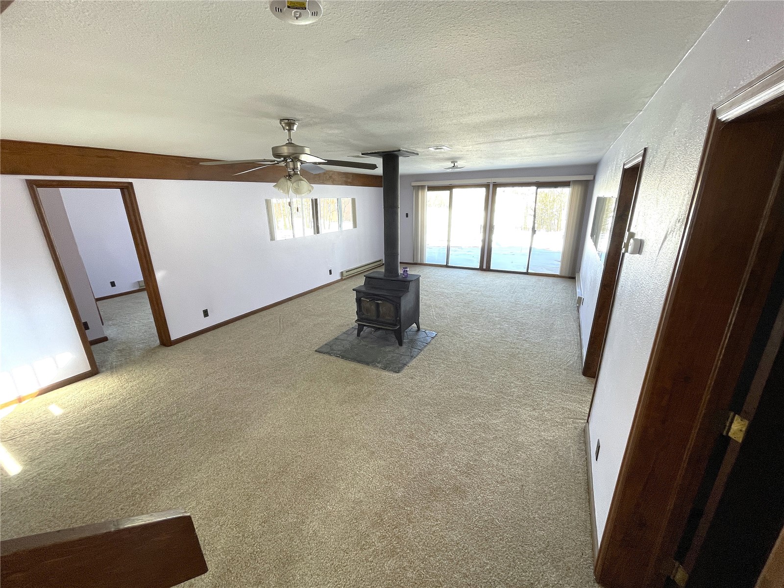 2584 High Creek Road Fairplay, CO 80440 - Photo 35 of 50 Large family room with wood burning stove and walk out onto downstairs patio