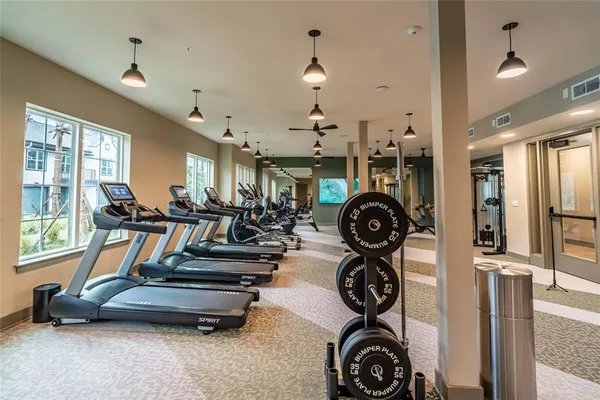 a view of a room with gym equipment