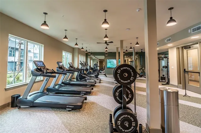 a view of a room with gym equipment