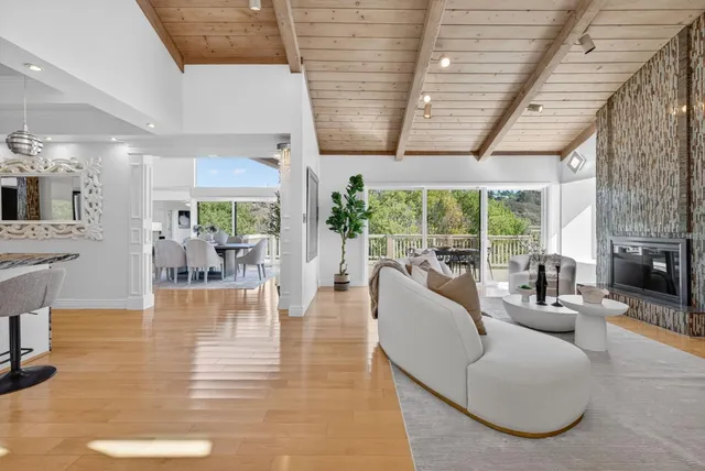 a view of a living room and a window