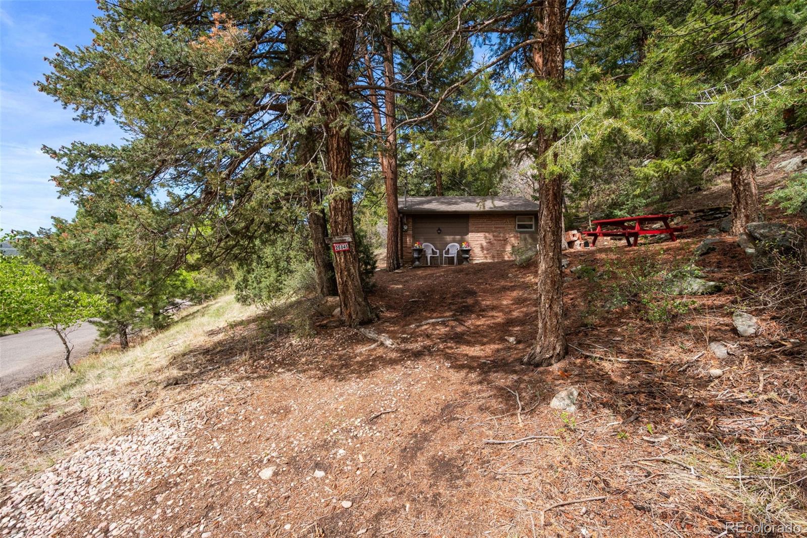 25845 Wilkerson Road Conifer, CO 80433 - Photo 12 of 16 a backyard of a house with lots of green space