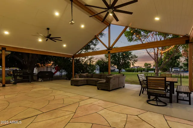 a view of a field with plants and trees