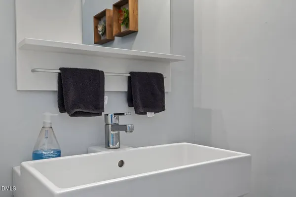 a bathroom with a white bath tub