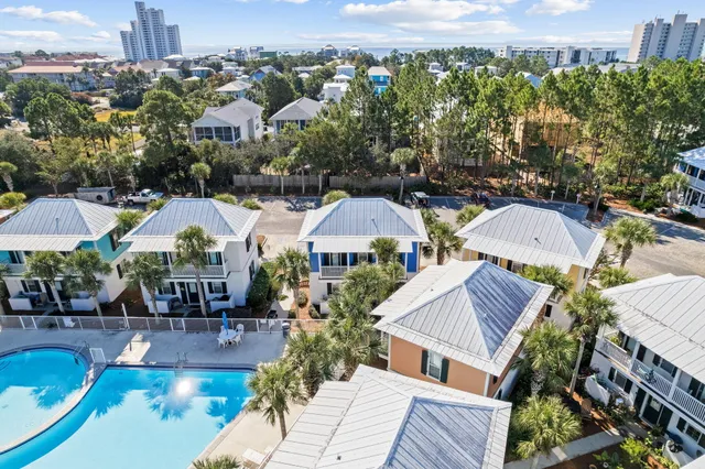 an aerial view of a house