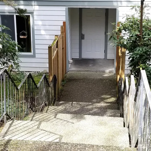 a view of a trees in a yard
