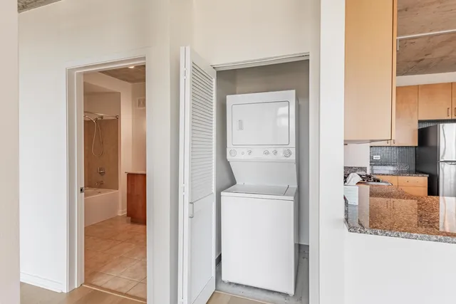a view of a kitchen from the main door
