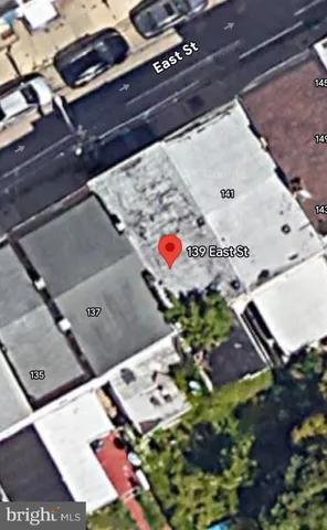 an aerial view of a backyard