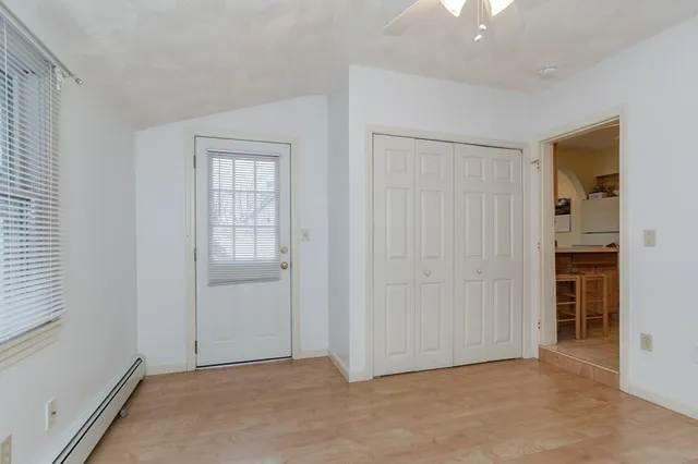 an empty room with closet