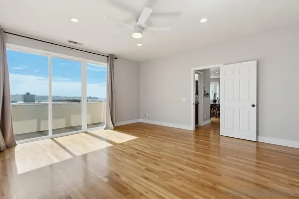 an empty room with windows