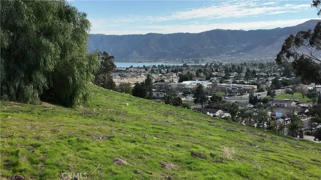 a view of a lush green hillside and houses