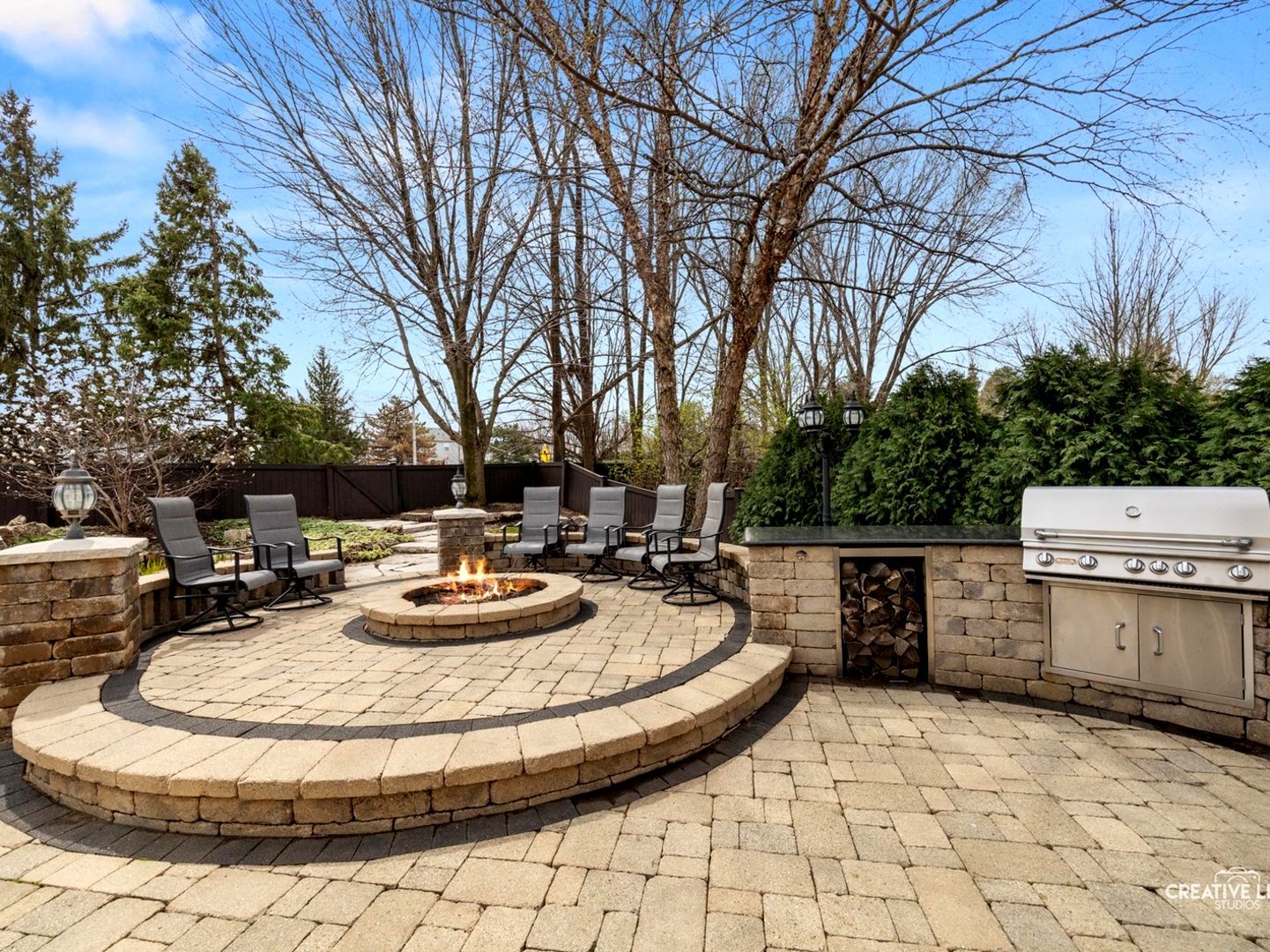 1524 West Mooseheart Road North Aurora, IL 60542 - Photo 26 of 32 a view of a backyard with fountain plants and tree