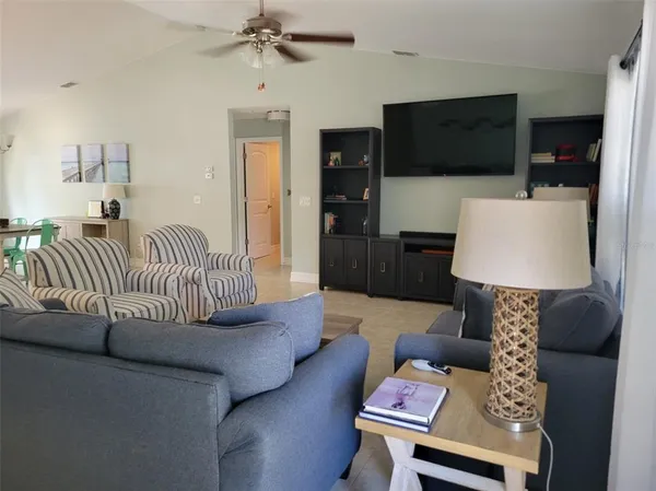 a living room with furniture