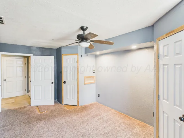 a room with cabinets