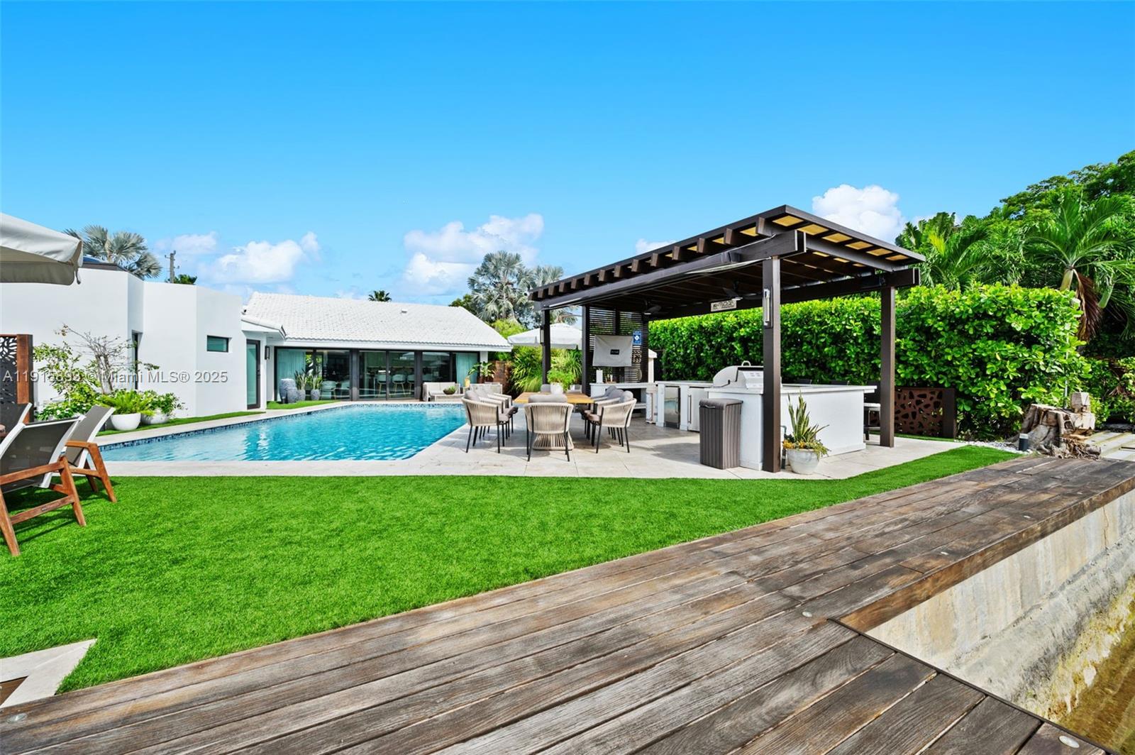 1792 Cleveland Road Miami Beach, FL 33141 - Photo 31 of 39 a view of a patio with a table and chairs under an umbrella