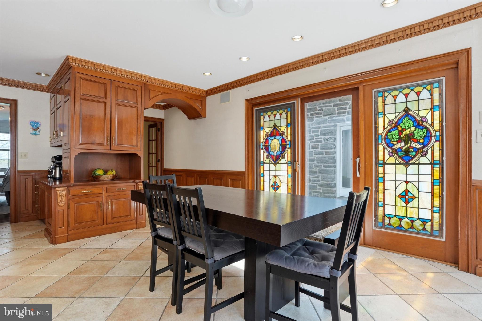1087 Mt Eyre Road Washington Crossing, PA 18977 - Photo 51 of 77 Elegant kitchen with stained glass charm.