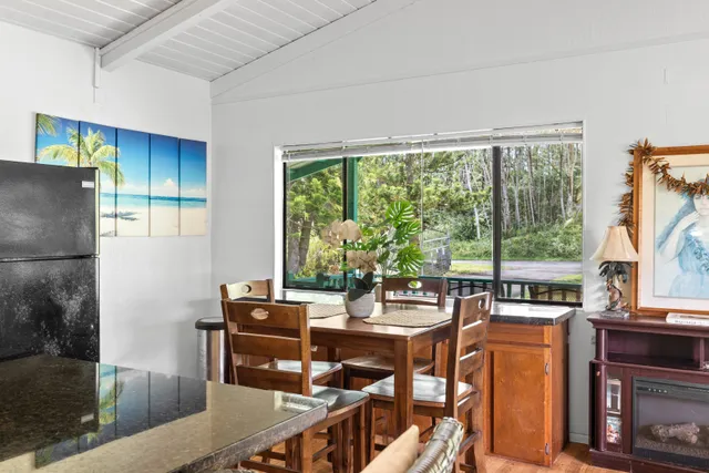 a work room with large windows