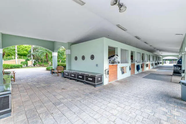 a view of a swimming pool with a lake view