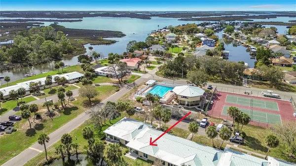 an aerial view of a house