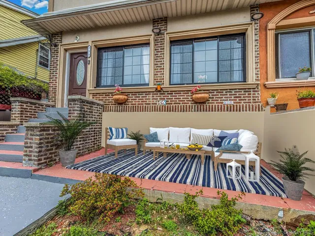 a view of a wooden deck with a bench