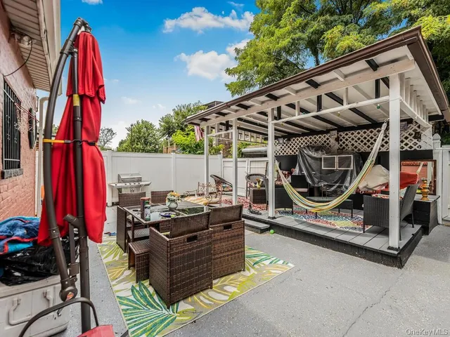 a view of outdoor space with seating area