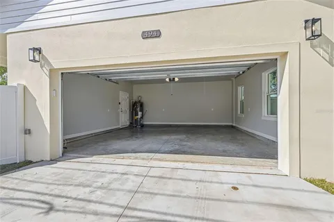 a view of a garage door