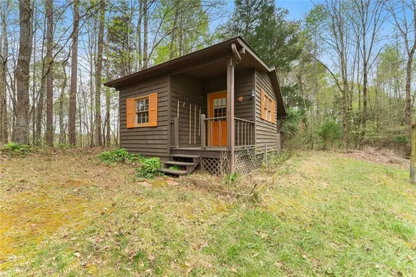 a view of backyard of the house