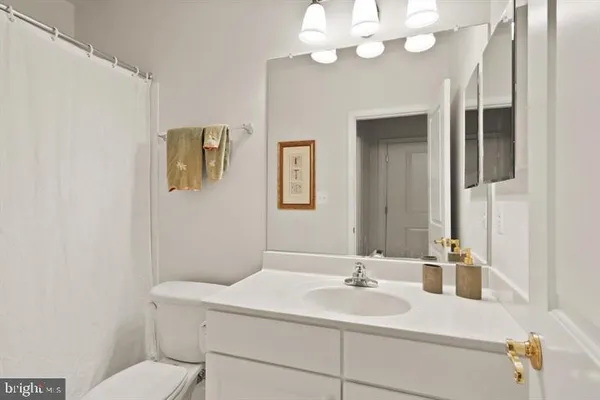 a bathroom with a sink a mirror and a toilet