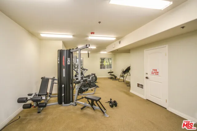 a view of a room with gym equipment