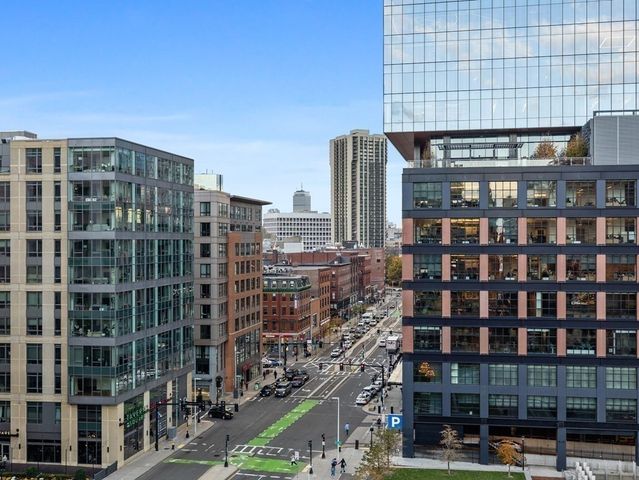 a view of a building with a street