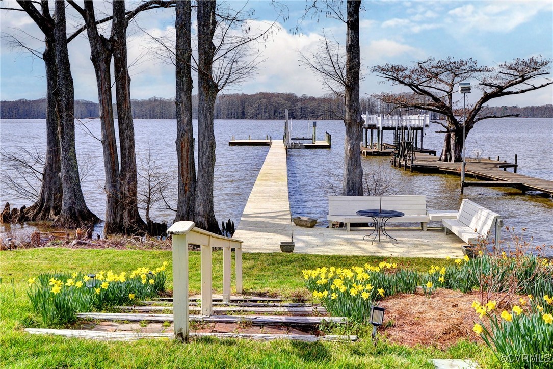 View of dock featuring a water view