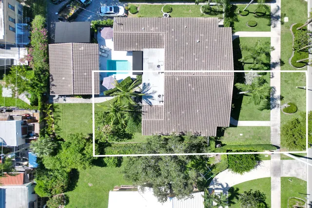 an aerial view of a house