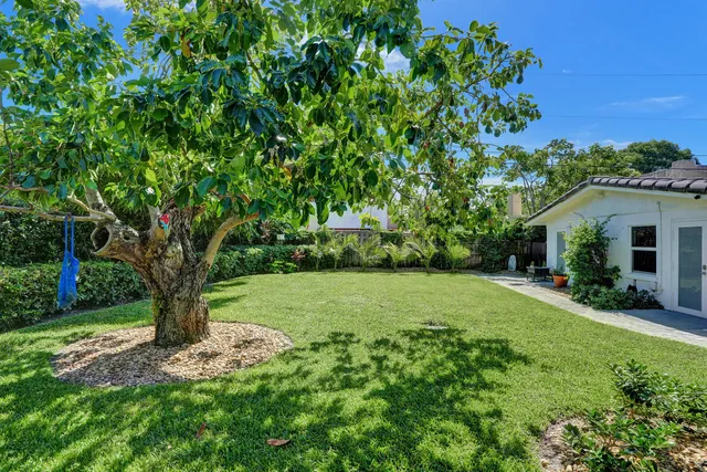 a view of a backyard with a garden