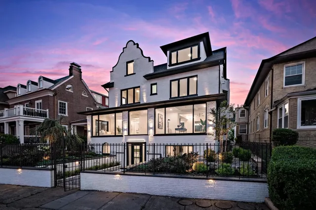 a front view of a building with street