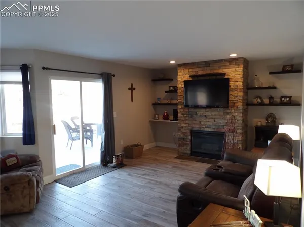 a living room with furniture and window