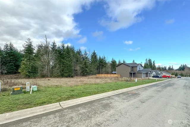 a view of a house with a big yard and large trees