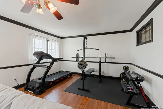 a view of a room with gym equipment