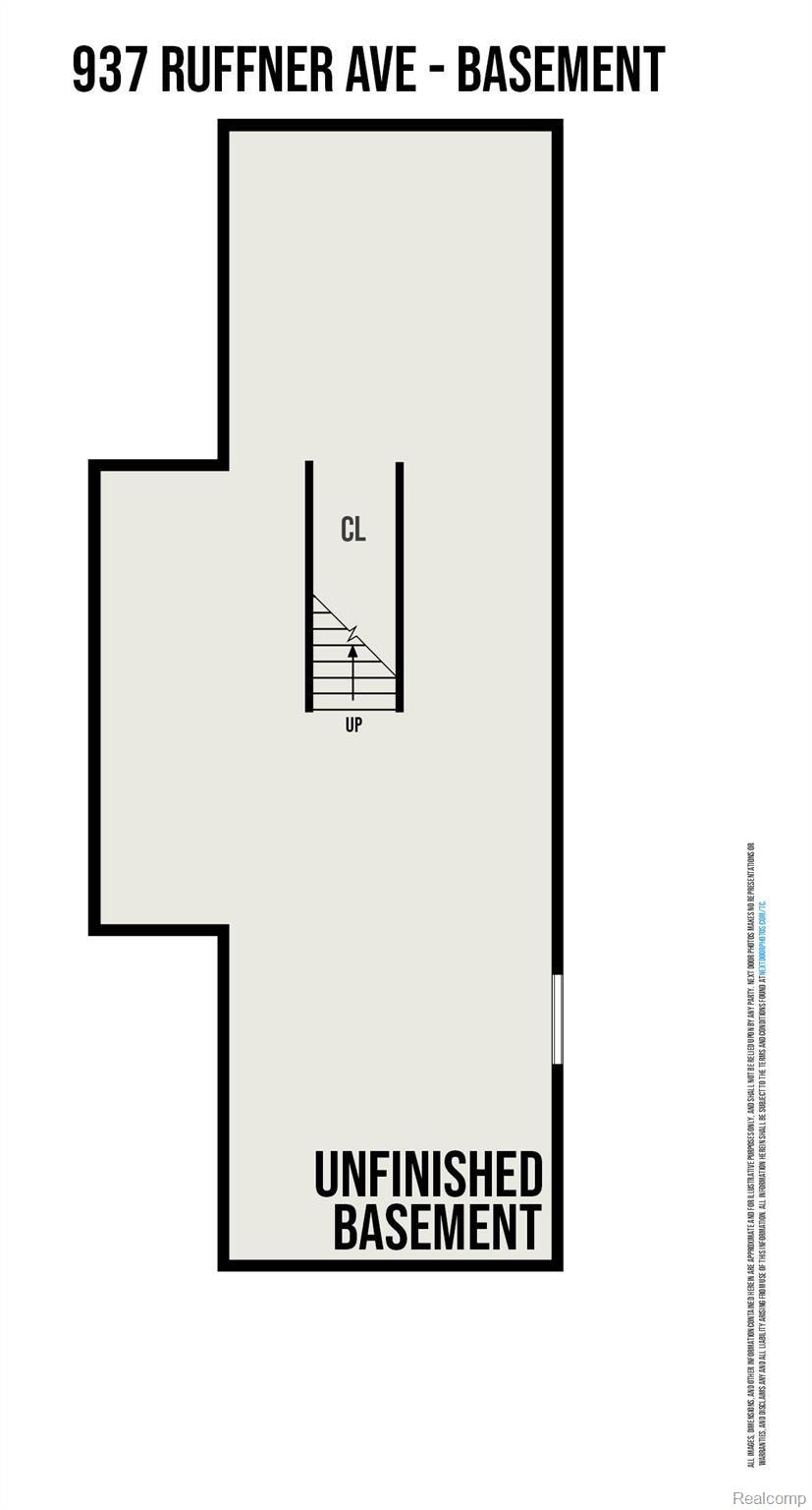 937 Ruffner Avenue Birmingham, MI 48009 - Photo 39 of 39 Basement layout of 937 Ruffner Avenue, Birmingham, MI 48009.