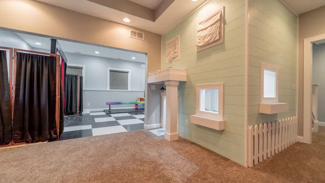 a view of a swimming pool with a yard