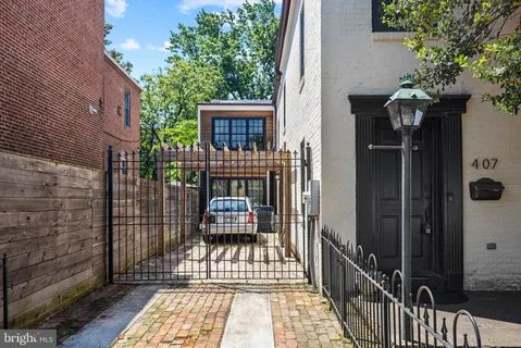 a view of a balcony with door