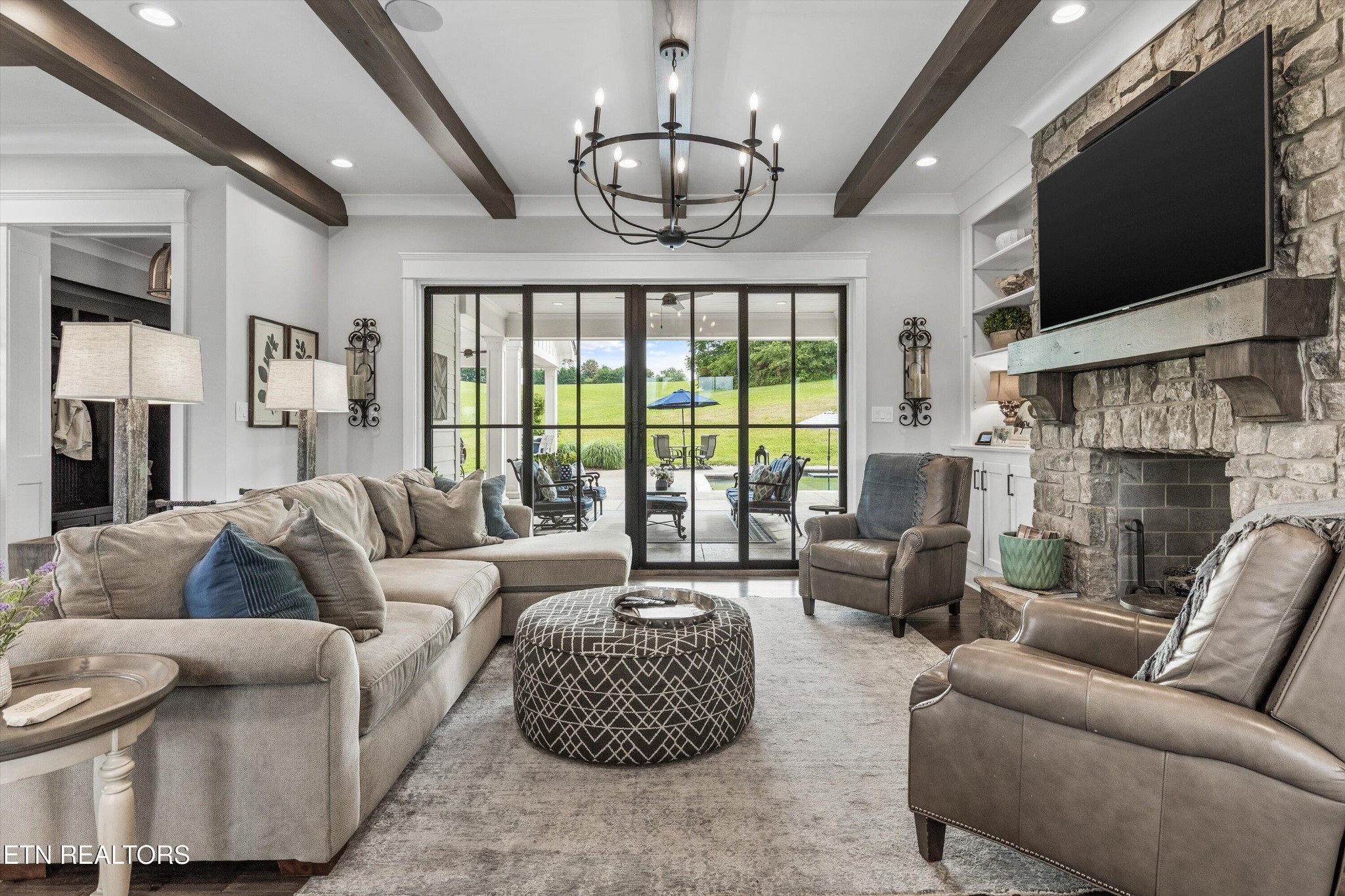 1748 Raulston Road Maryville, TN 37803 - Photo 16 of 59 a living room with furniture a flat screen tv and a fireplace