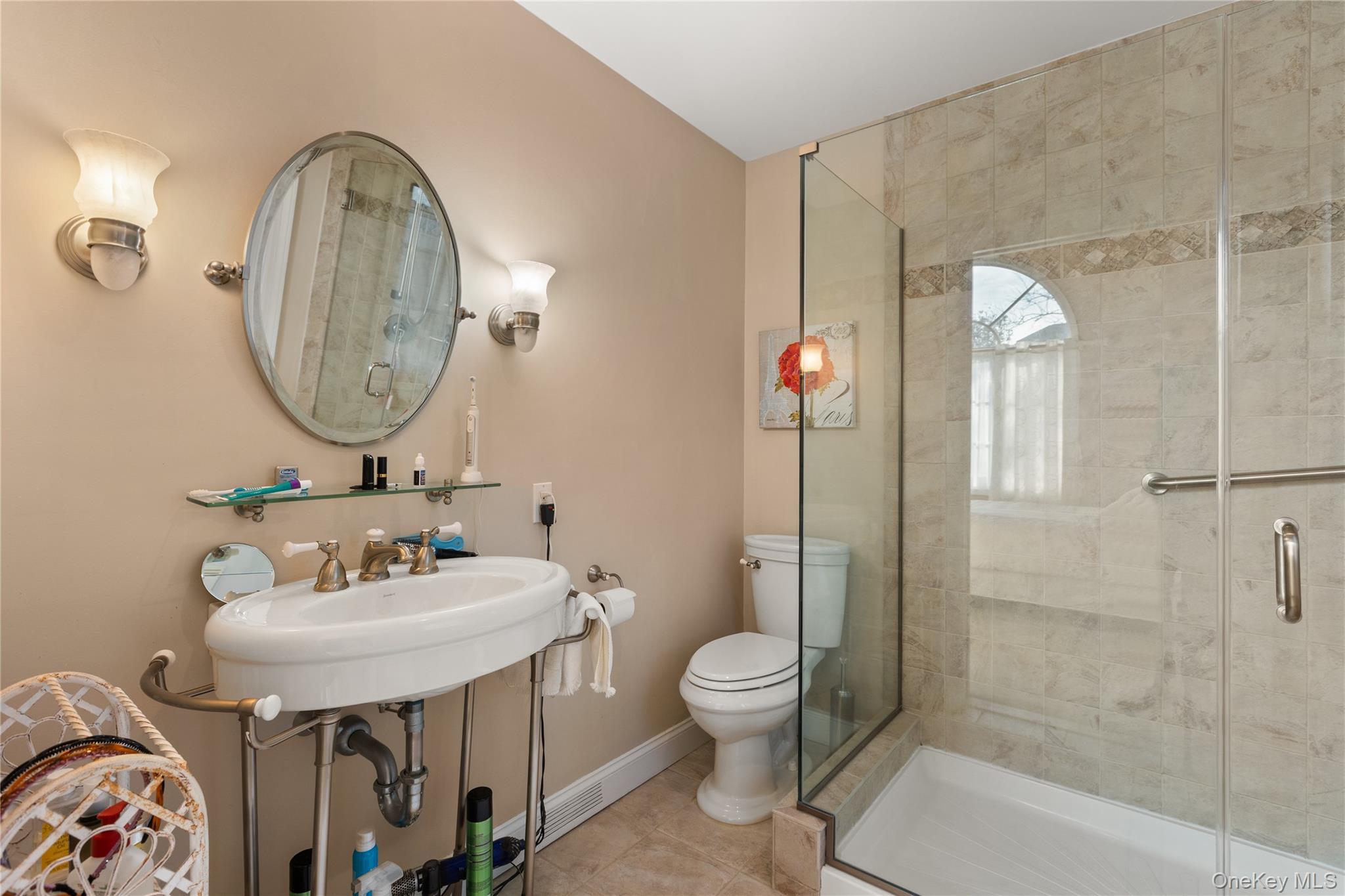 5 A Bay Road East Patchogue, NY 11772 - Photo 13 of 27 Full bathroom featuring a stall shower and tile patterned flooring