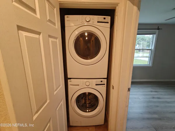 a view of backyard with green space