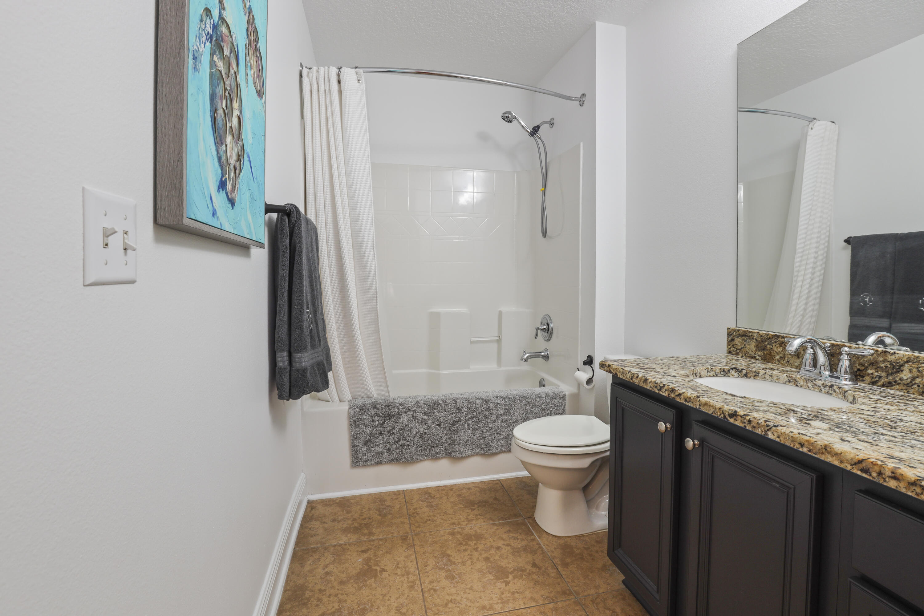 159 Beacon Point Drive Santa Rosa Beach, FL 32459 - Photo 47 of 57 a bathroom with a granite countertop sink toilet and shower