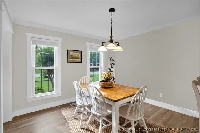 a view of a table and a table in a room