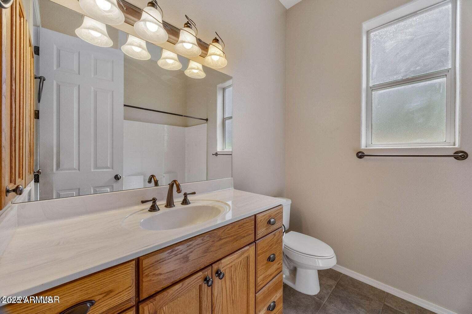 1058 East Adams Street Snowflake, AZ 85937 - Photo 17 of 36 a bathroom with a sink a toilet and a mirror