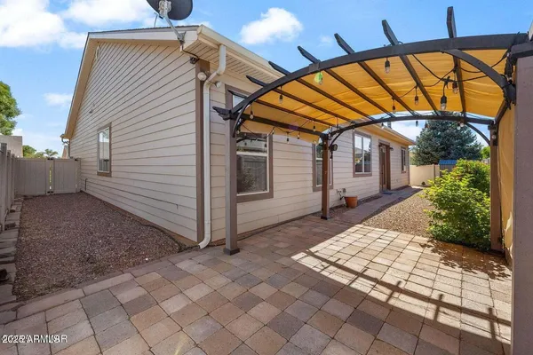 a view of a terrace with a garden