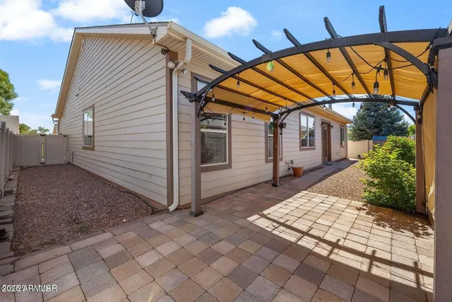 a view of a terrace with a garden