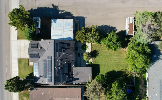 an aerial view of a house