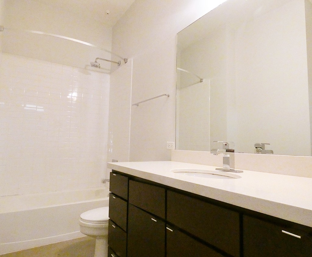 507 Sabine Street, Unit 704 Austin, TX 78701 - Photo 13 of 19 Espresso Cabinets with Silestone Countertop. Shower features Hard Tile Surround.